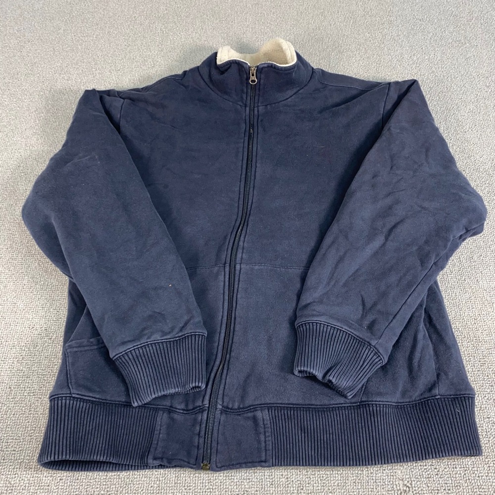 Old Navy Vintage Jacket Mens XL Navy Blue Sherpa Lined Full Zip Fleece Sweater